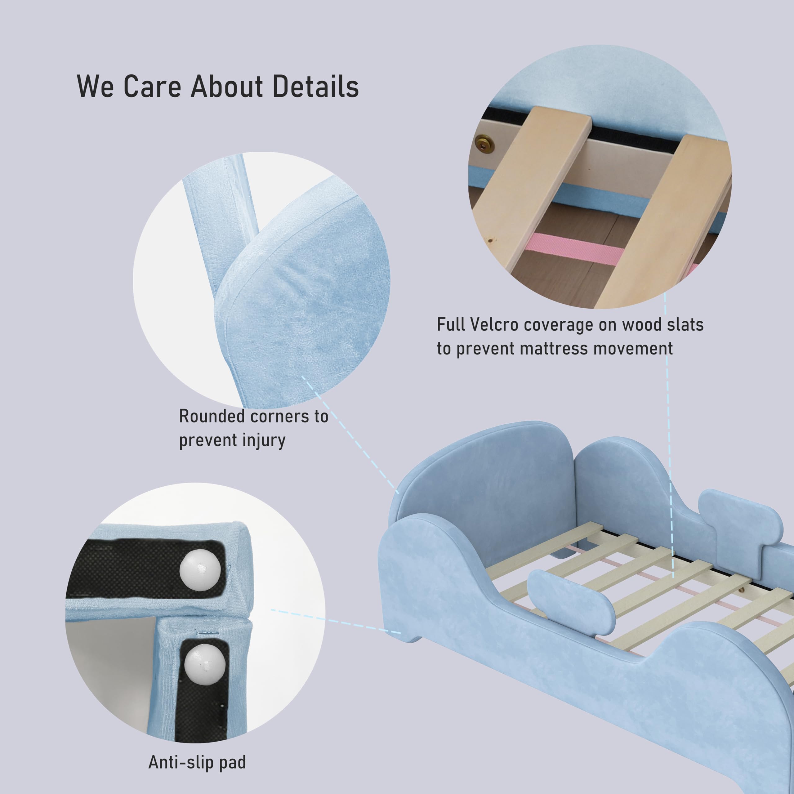 Toddler Floor Bed with Safety Guardrails - Standard Crib Size