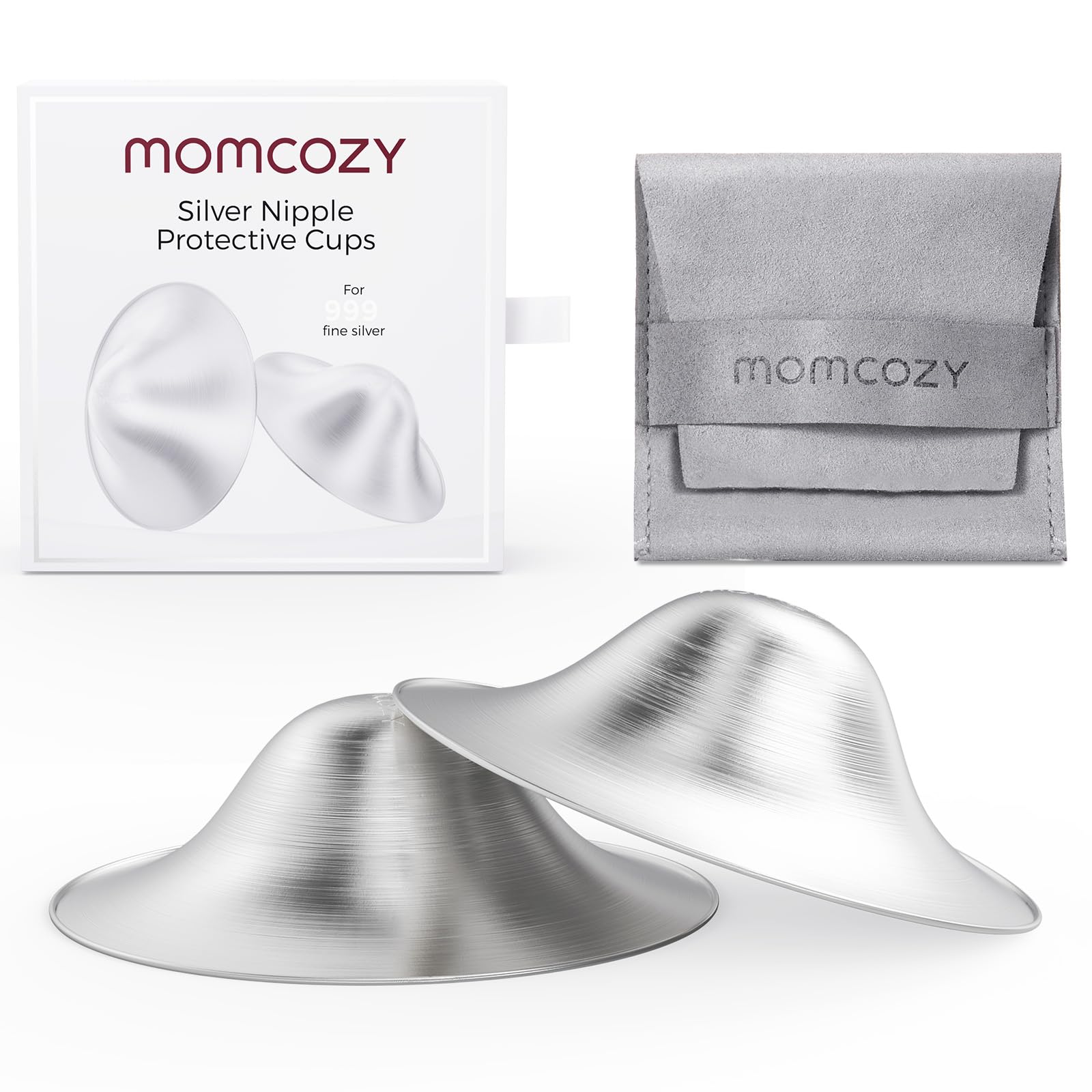 Silver Nursing Cups, Hole-Free Design, 999 Silver Nipple Shields, Breastfeeding Essentials