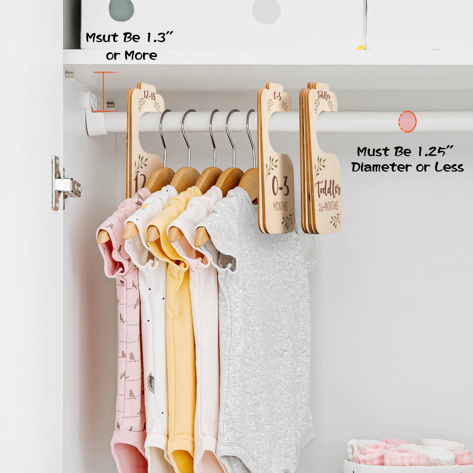Wooden Baby Closet Dividers Set of 8 - Newborn to 24 Months