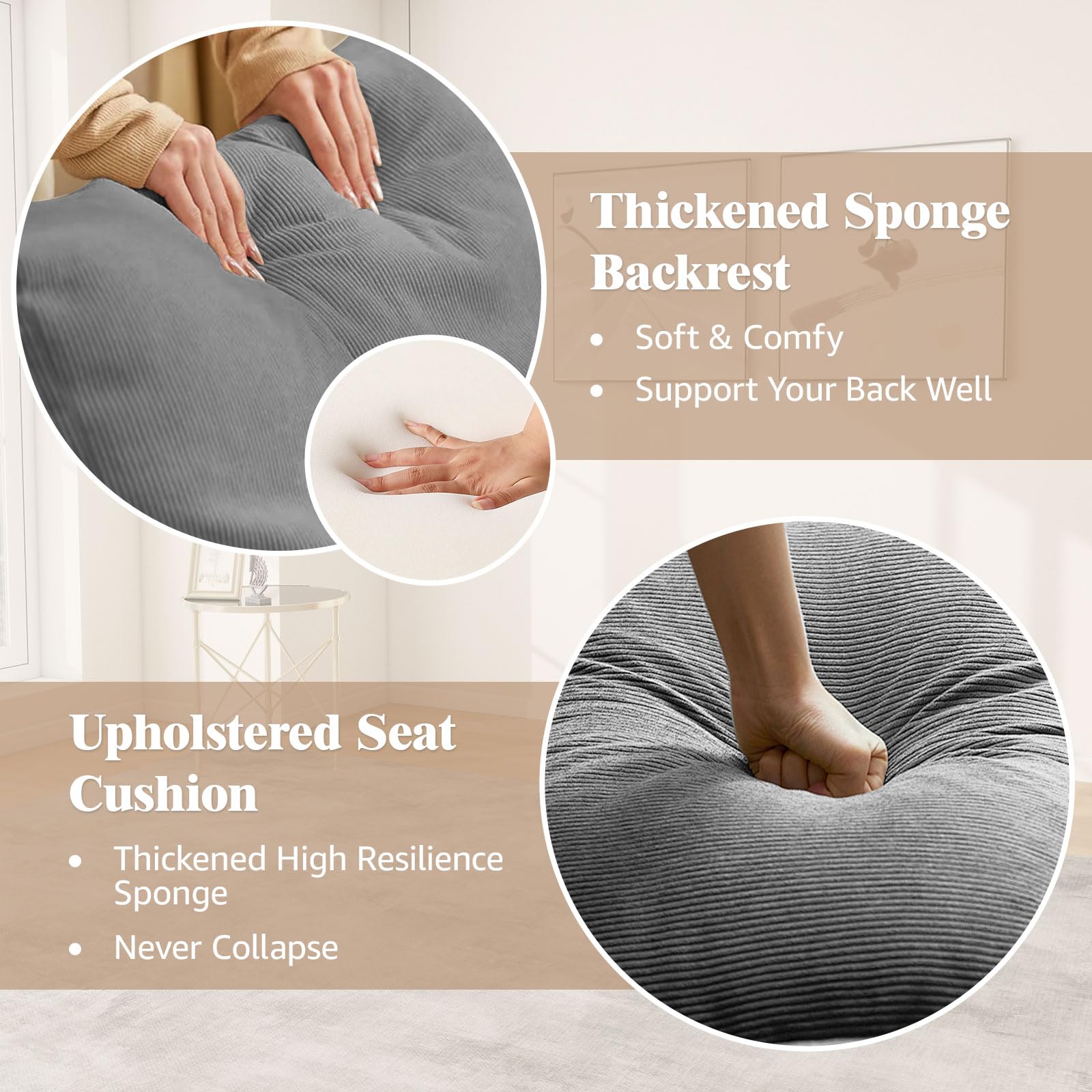 Upholstered Recliner Rocking Chair with Adjustable Backrest and Footrest