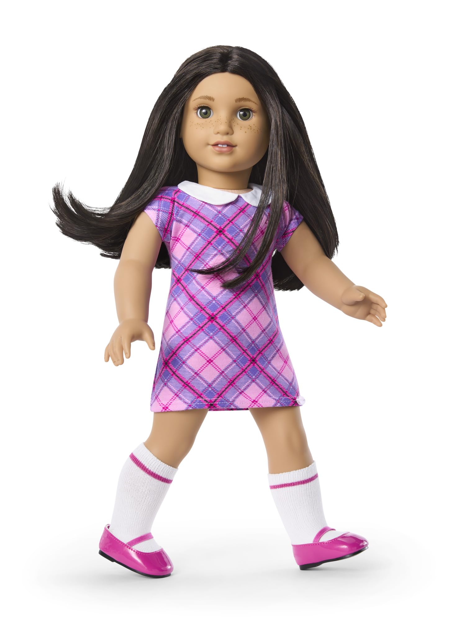 Truly Me 18-inch Doll #128 w/Green Eyes, Blk-Br Hair, Lt-to-Med Skin & Warm Undertones