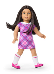 Truly Me 18-inch Doll #128 w/Green Eyes, Blk-Br Hair, Lt-to-Med Skin & Warm Undertones