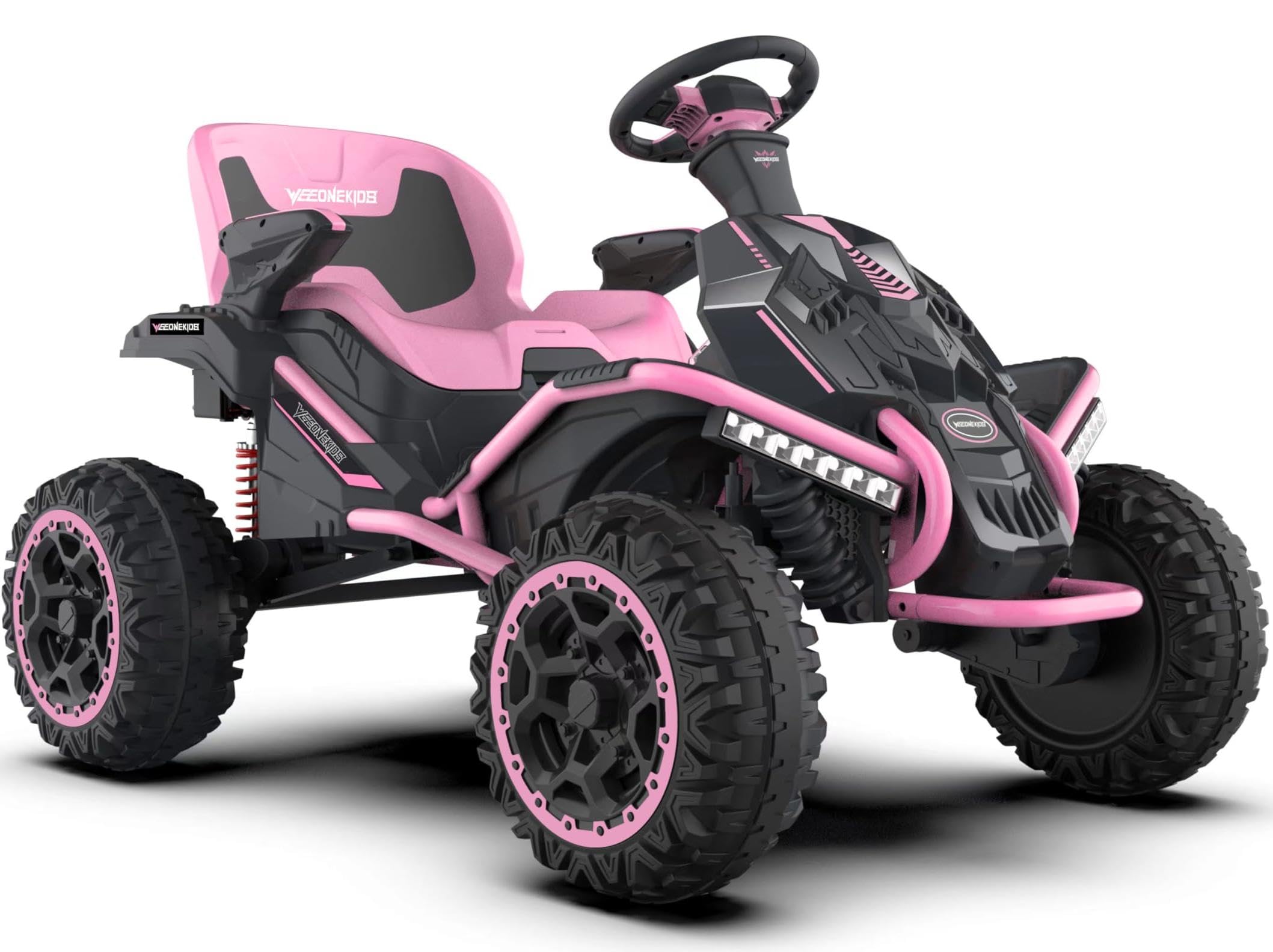 24V Ride on Toy for Big Kids, Kids' Electric Vehicles Outdoor Race Toy with 4 Strong Motors Total 300W Bluetooth Speaker and 24V 7AH Big Battery, Adjustable Seat, Electric Cars for Children 3-12