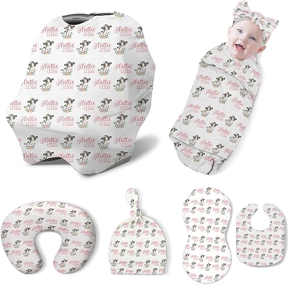 Baby Nursing Swaddling Set: Personalized Custom Name Swaddle