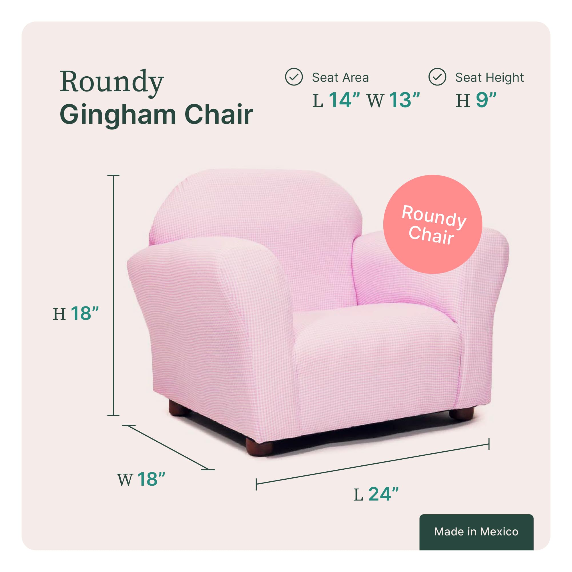 Toddler Armchair with Gingham Upholstery
