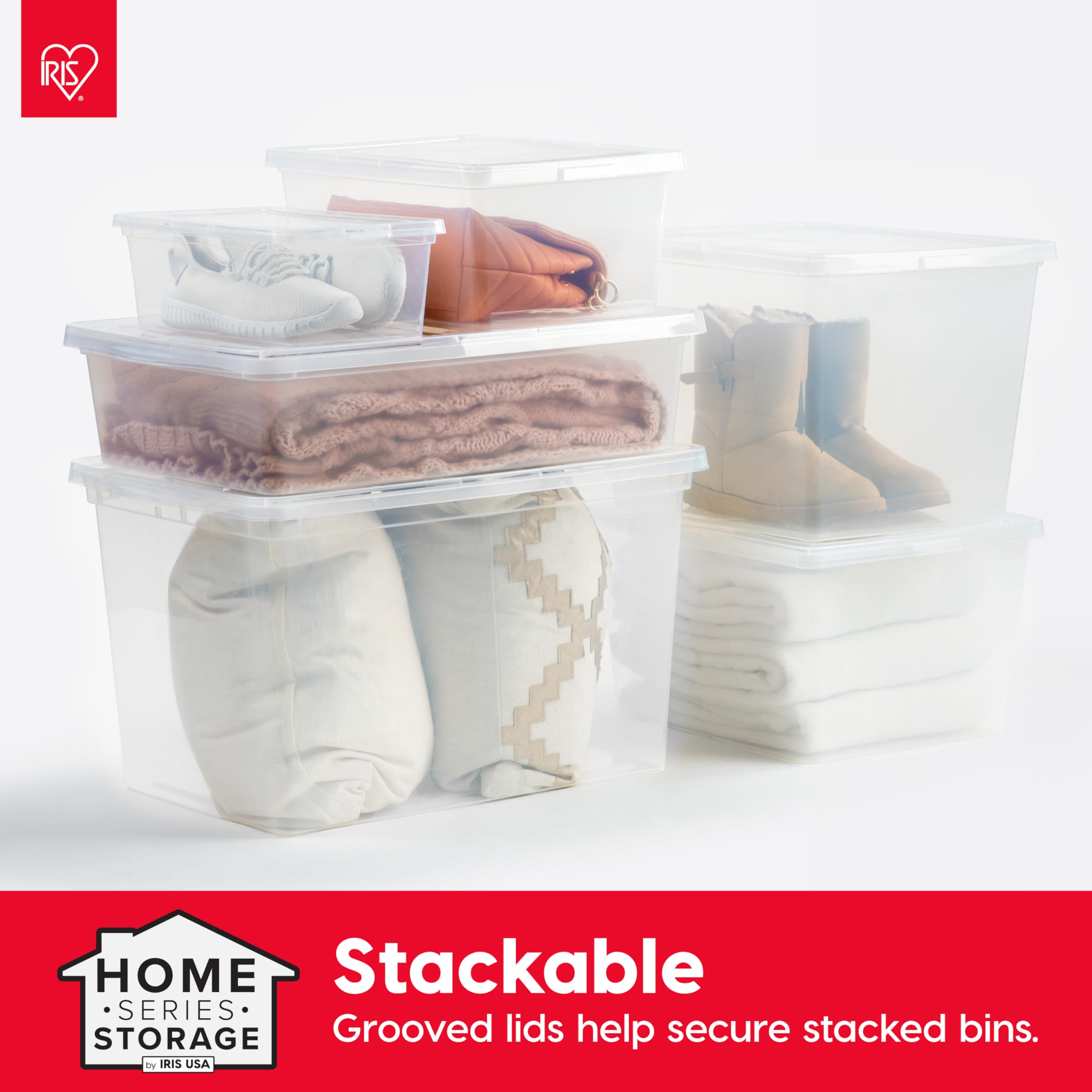 6 Quart Clear Storage Bins with Lids - 20 Pack Stackable Containers