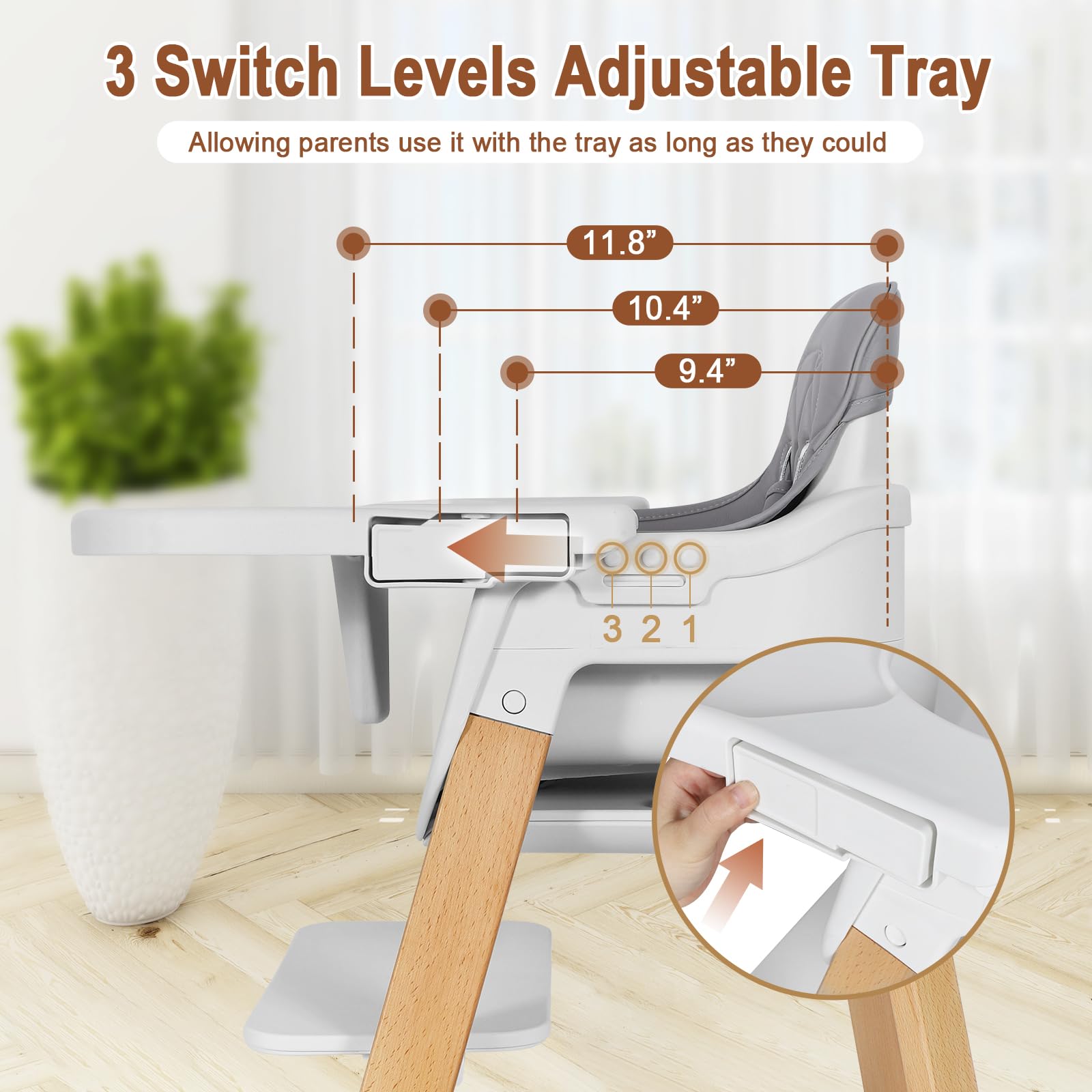 5-in-1 Convertible High Chair with Removable Tray
