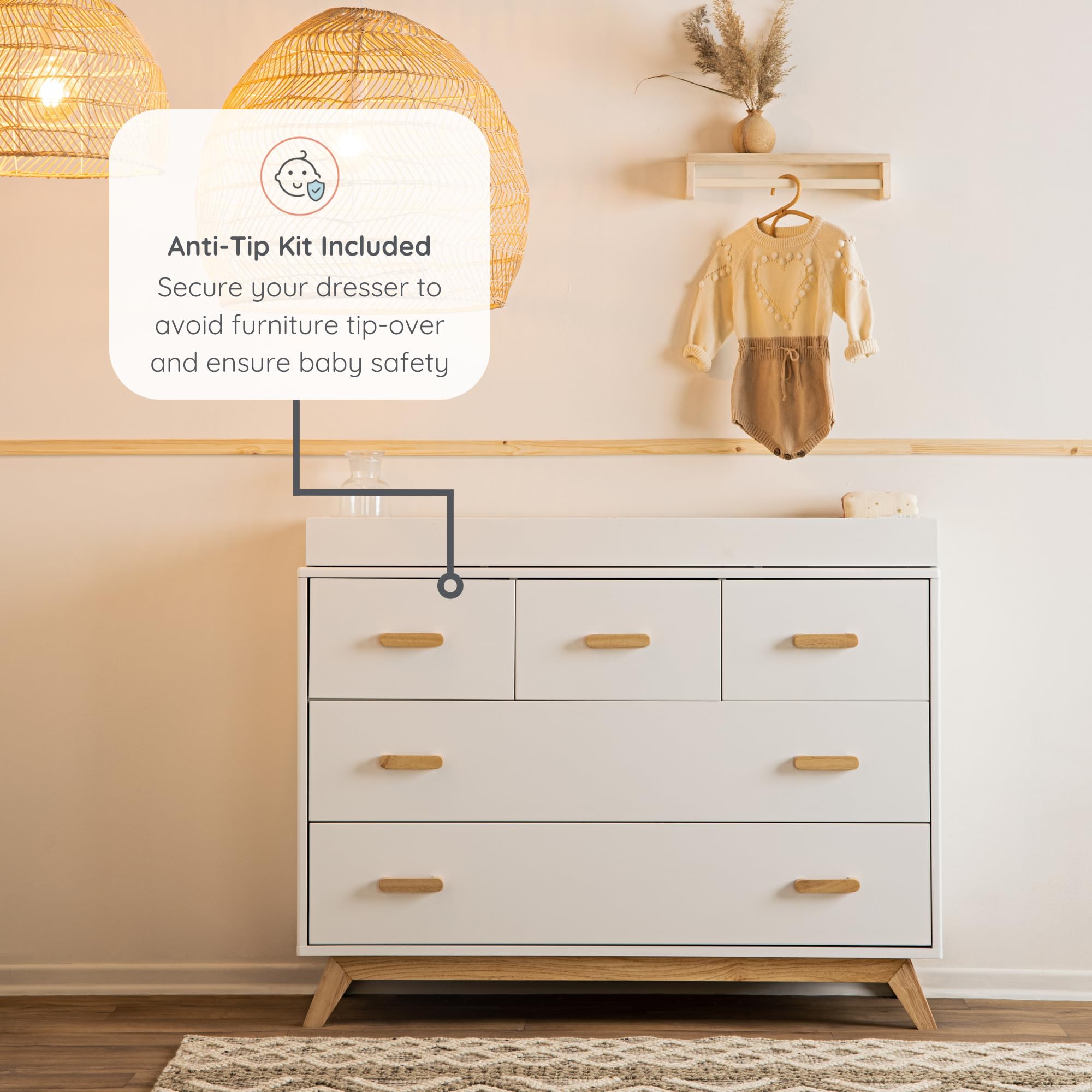 5-Drawer Dresser for Nursery and Bedroom with Soft Close Drawers