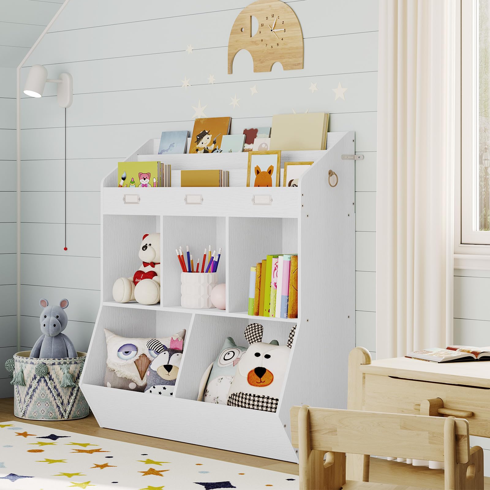 Kids Bookshelf, Toy Organizer and Storage, Bookshelf for Kids
