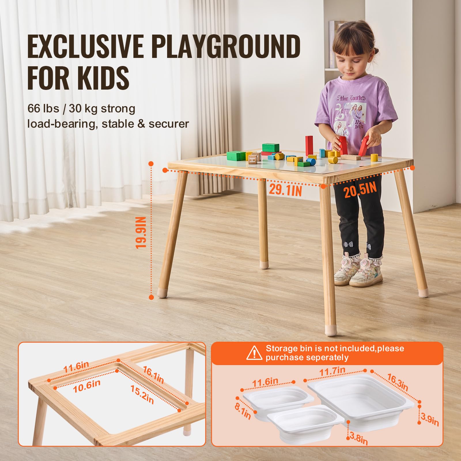 Double-Sided Wooden Sensory Table for Toddlers
