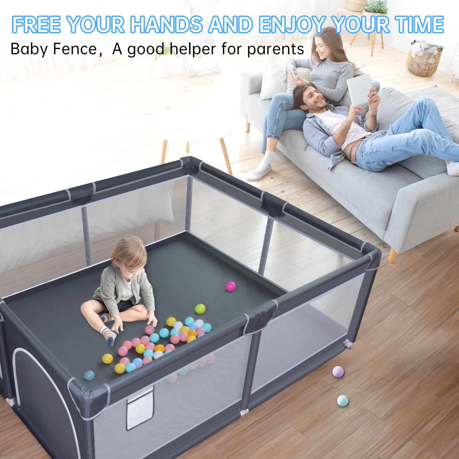 Baby Playpen 50x50 Inch Large Indoor Outdoor Play Yard