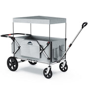 Foldable Wagons for Two Kids & Cargo, with 5-Point Harnesses,Adjustable Push/Pull Handle