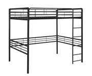 Full Metal Loft Bed with Ladder Space-Saving Design, Black
