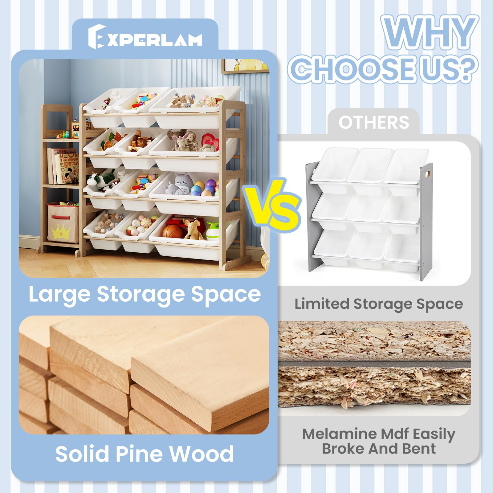 Toy Storage Organizer with Bookshelf and 12 Bins