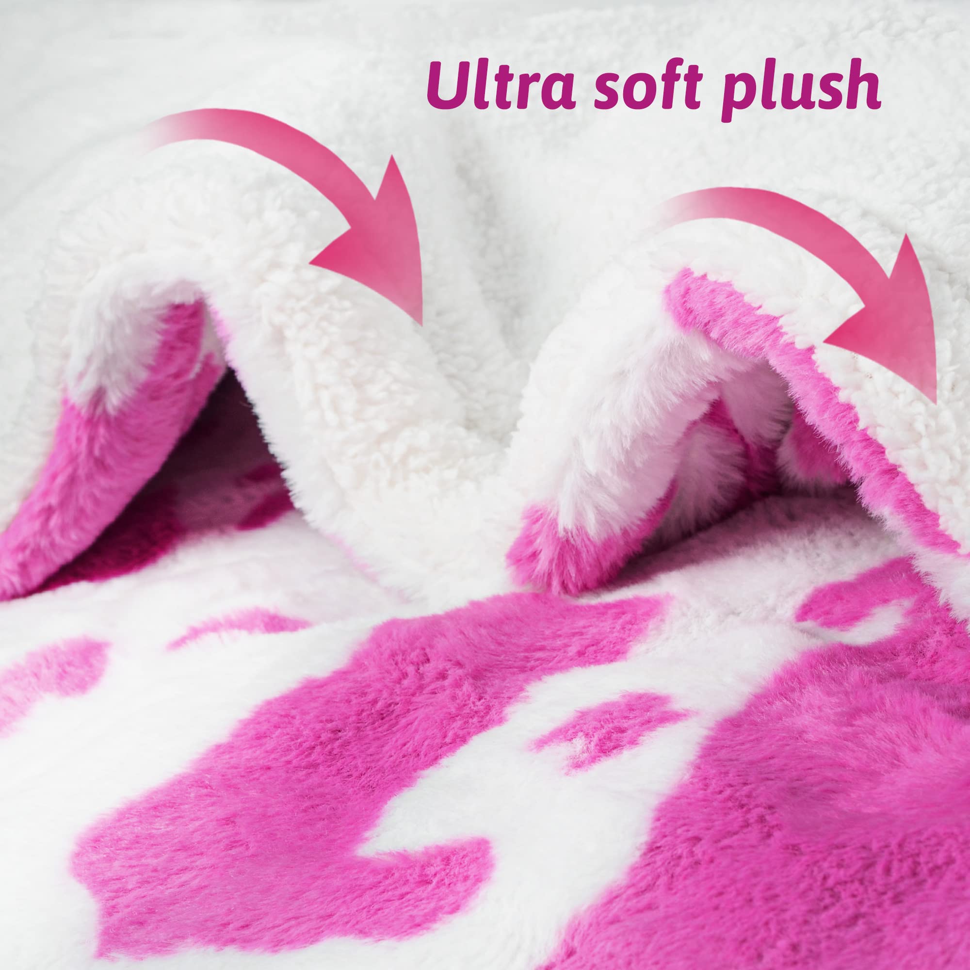 Oversized Reversible Fleece Throw Blanket 70 x 50 Inch Cable Knit Faux Fur