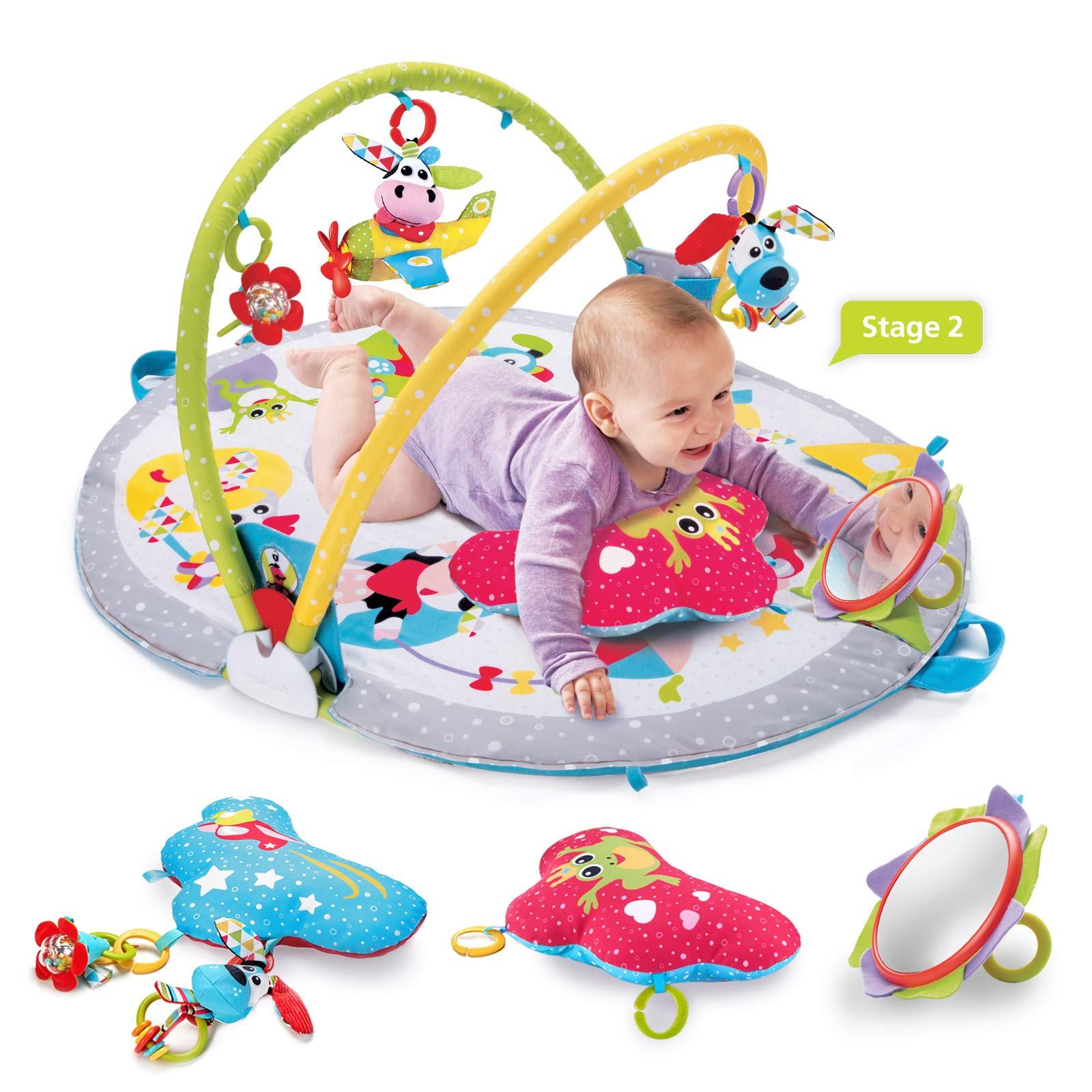 3-in-1 Baby Activity Gym & Playmat with Tummy Time Pillow