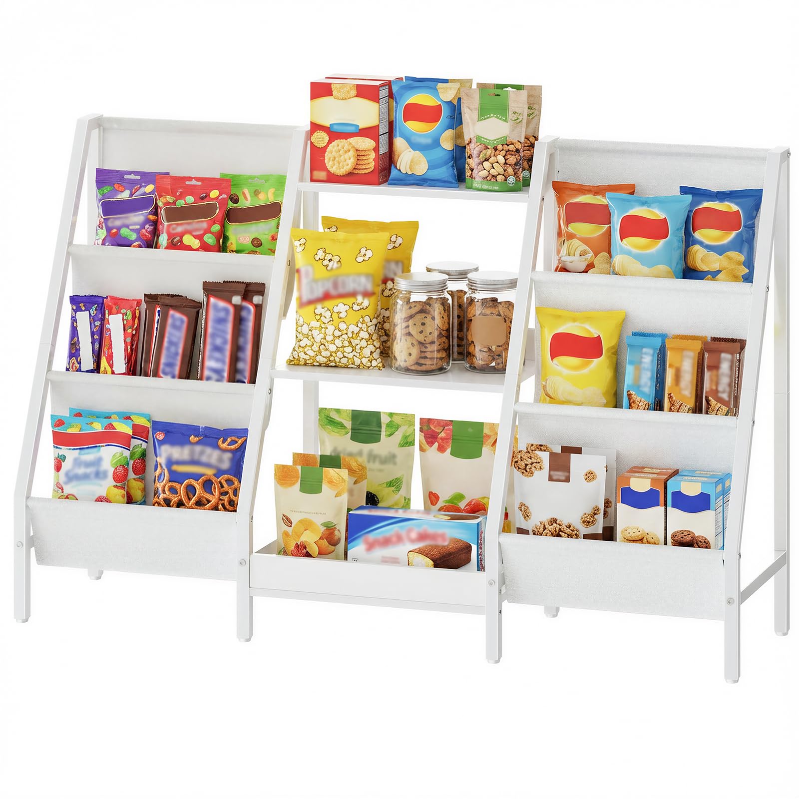 3-Tier Snack Display Rack with Storage Compartments