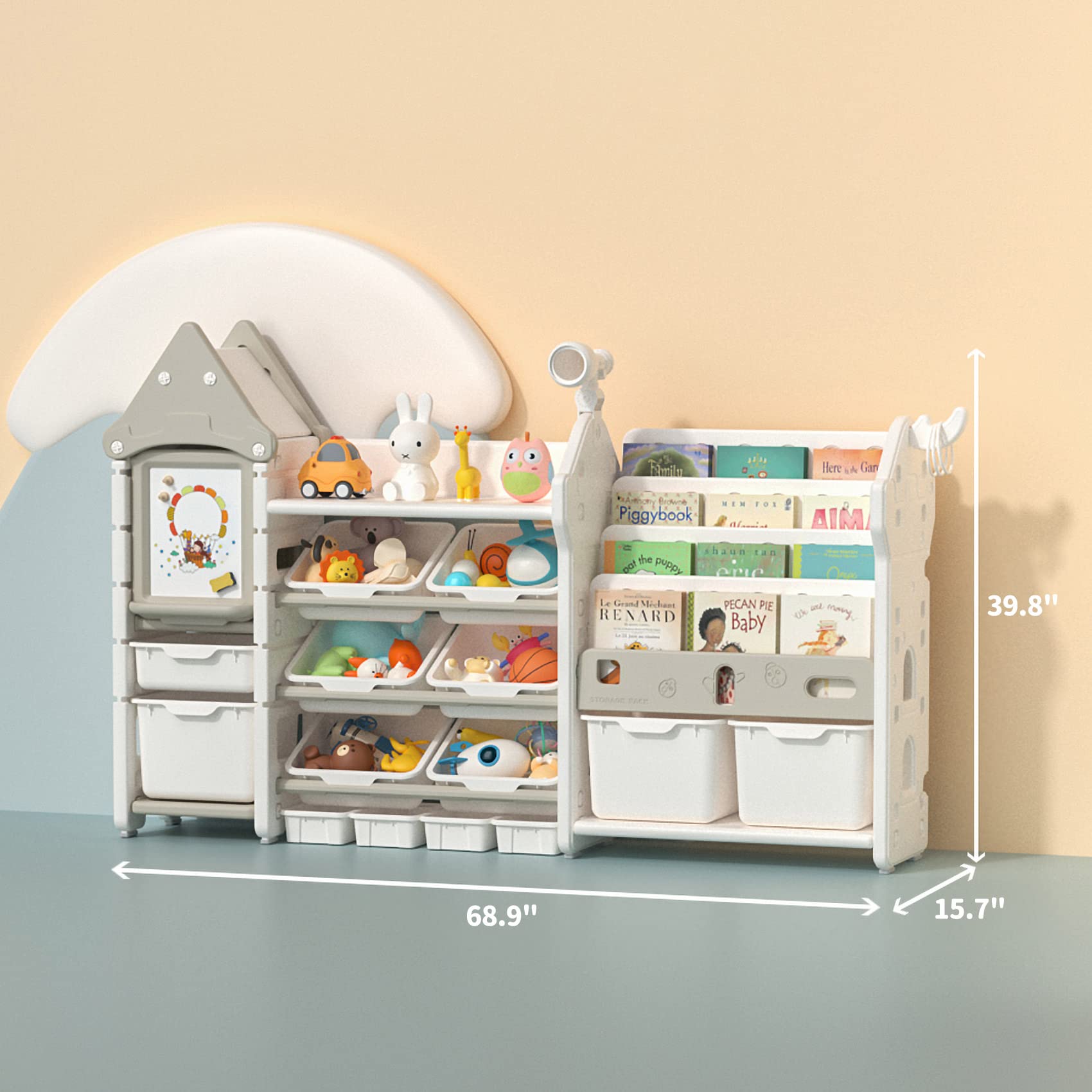 Kids Toy Storage Organizer with Bookshelf