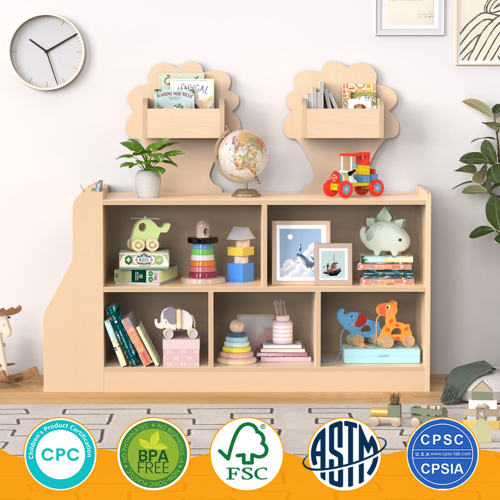 Montessori Toy Storage Shelf with 10 Compartments