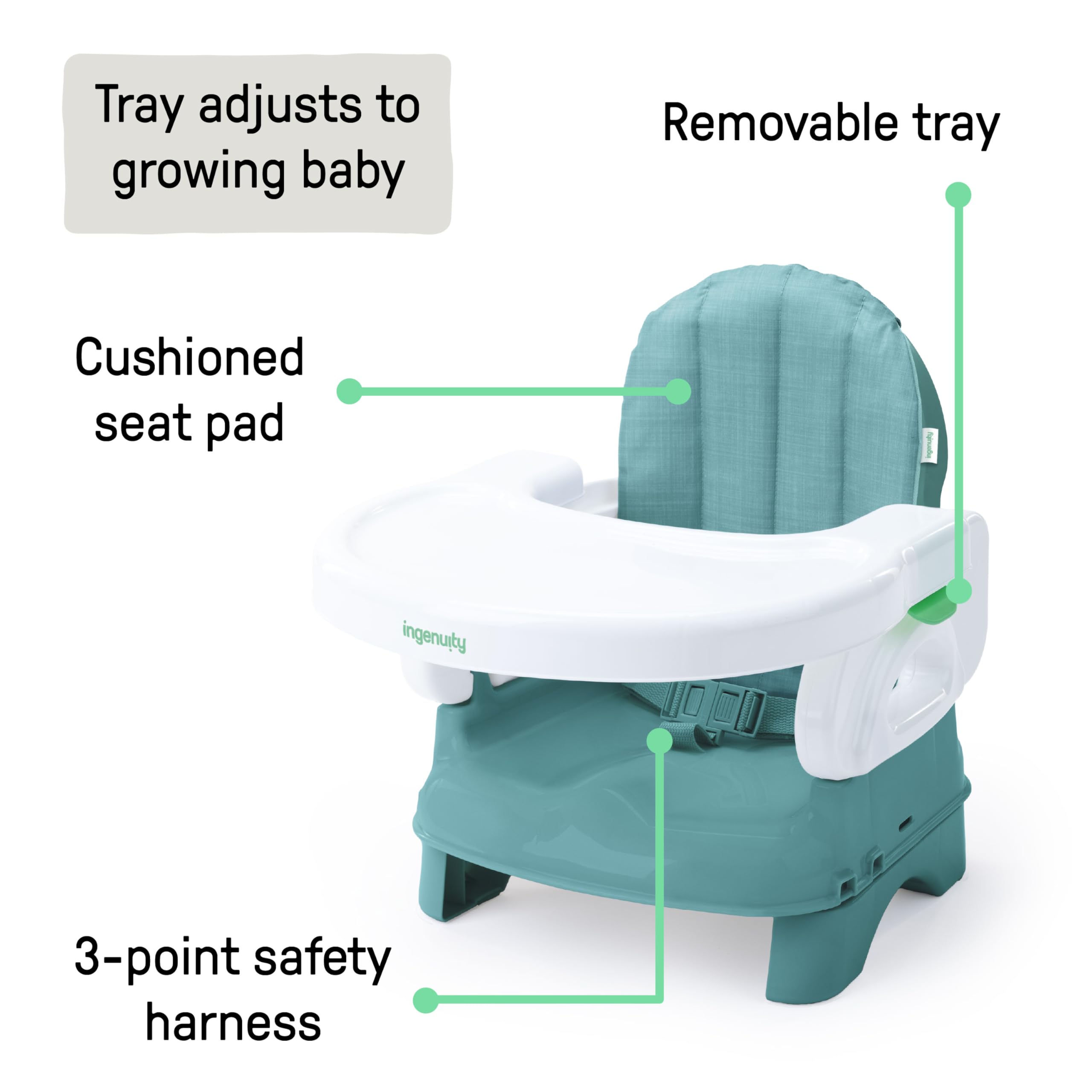 Folding Booster Seat with Adjustable Height and Cushioned Comfort