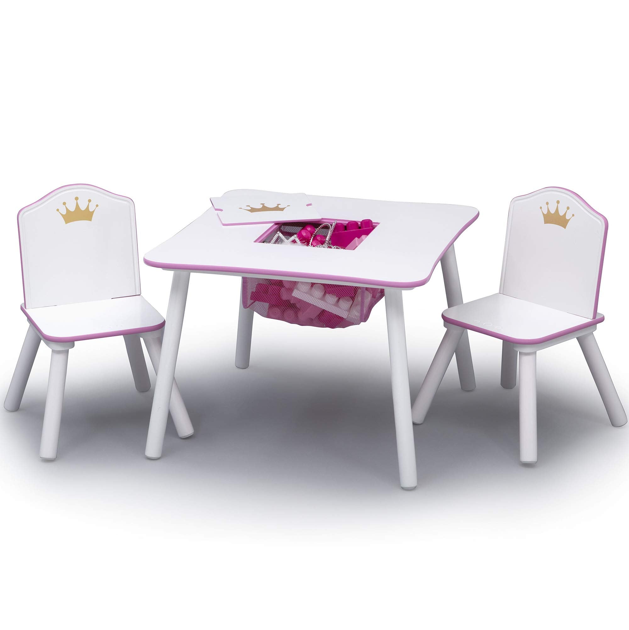Princess Crown Kids Wood Table and Chair Set with Storage - Greenguard Gold Certified