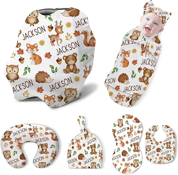 Baby Nursing Swaddling Set: Personalized Custom Name Swaddle
