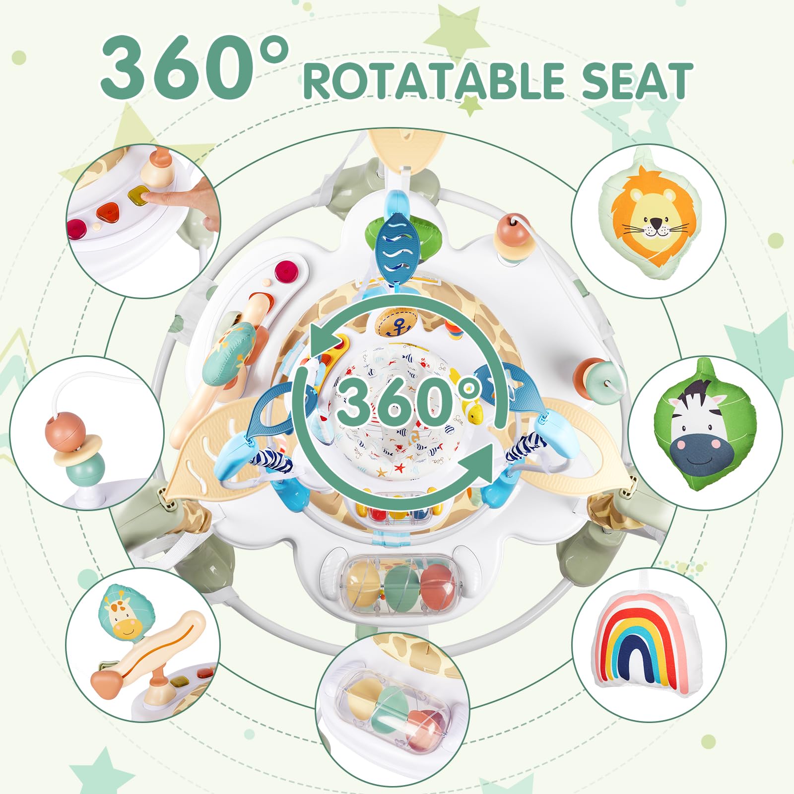 3-in-1 Baby Activity Center with 360° Rotating Seat and Music