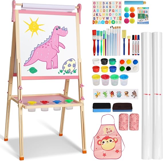 Kids Easel Wooden Children Art Easel Paper Roll