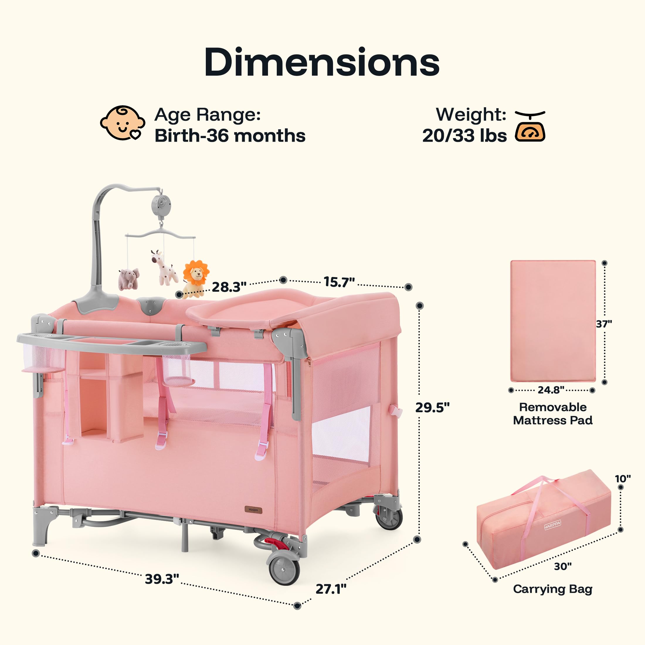 6-in-1 Portable Baby Playard with Bassinet and Changing Table
