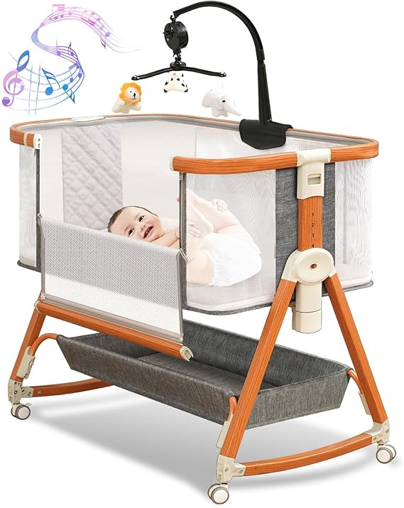 3 in 1 Bassinet,Baby Bassinets Bedside Sleeper with Musical Toy