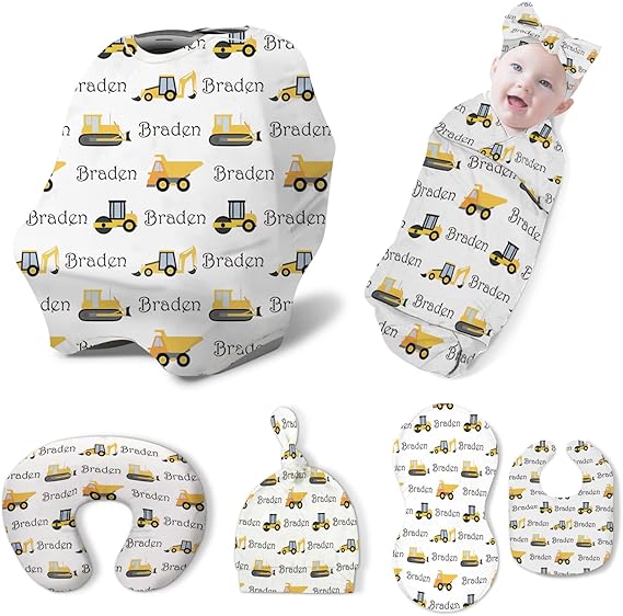 Custom Baby Nursing Swaddling Set: Personalized Custom Name Swaddle