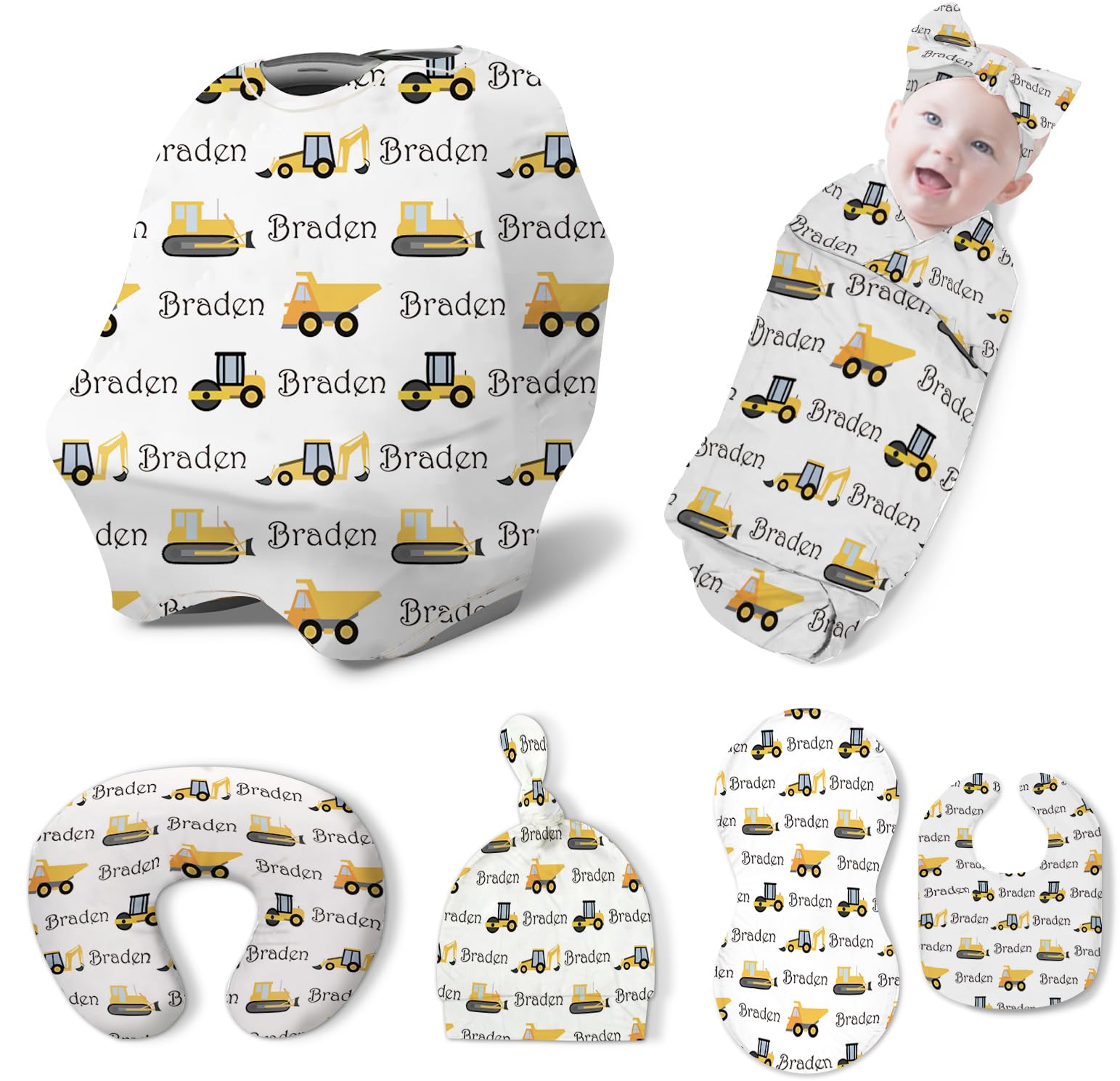Custom Baby Nursing Swaddling Set: Personalized Custom Name Swaddle