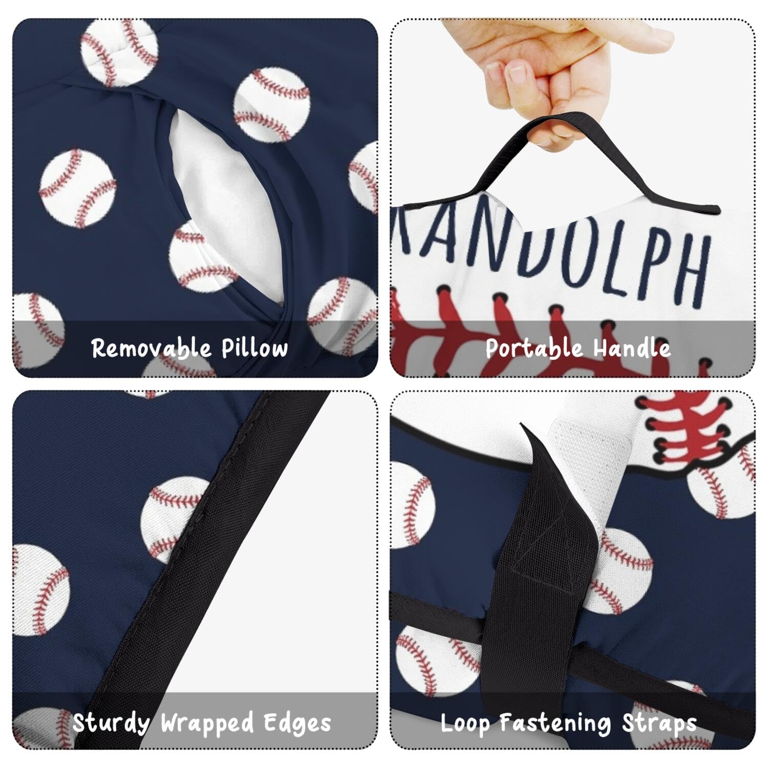 Baseball Toddler Nap Mat for Boys – Custom Name Sleeping Bag with Pillow
