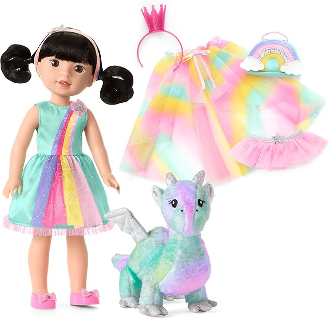 WellieWishers Emerson 14.5" Doll, Purple,silver