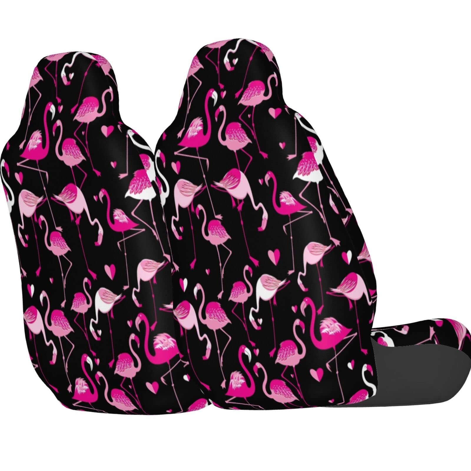 Pink Flamingo Animal Car Seat Covers for Women Girls, 2 Pcs Universal Fit Front Auto