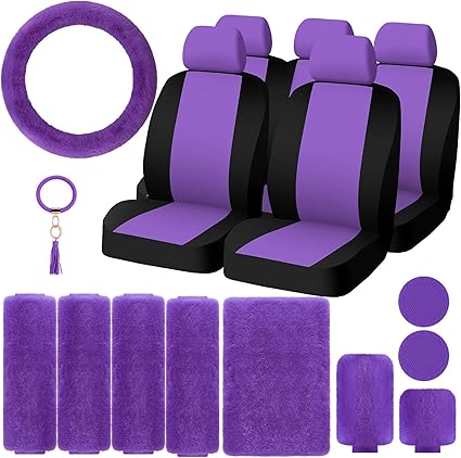 20 Pcs Car Seat Covers Full Set Car Accessories Includes Seat Protectors Fluffy