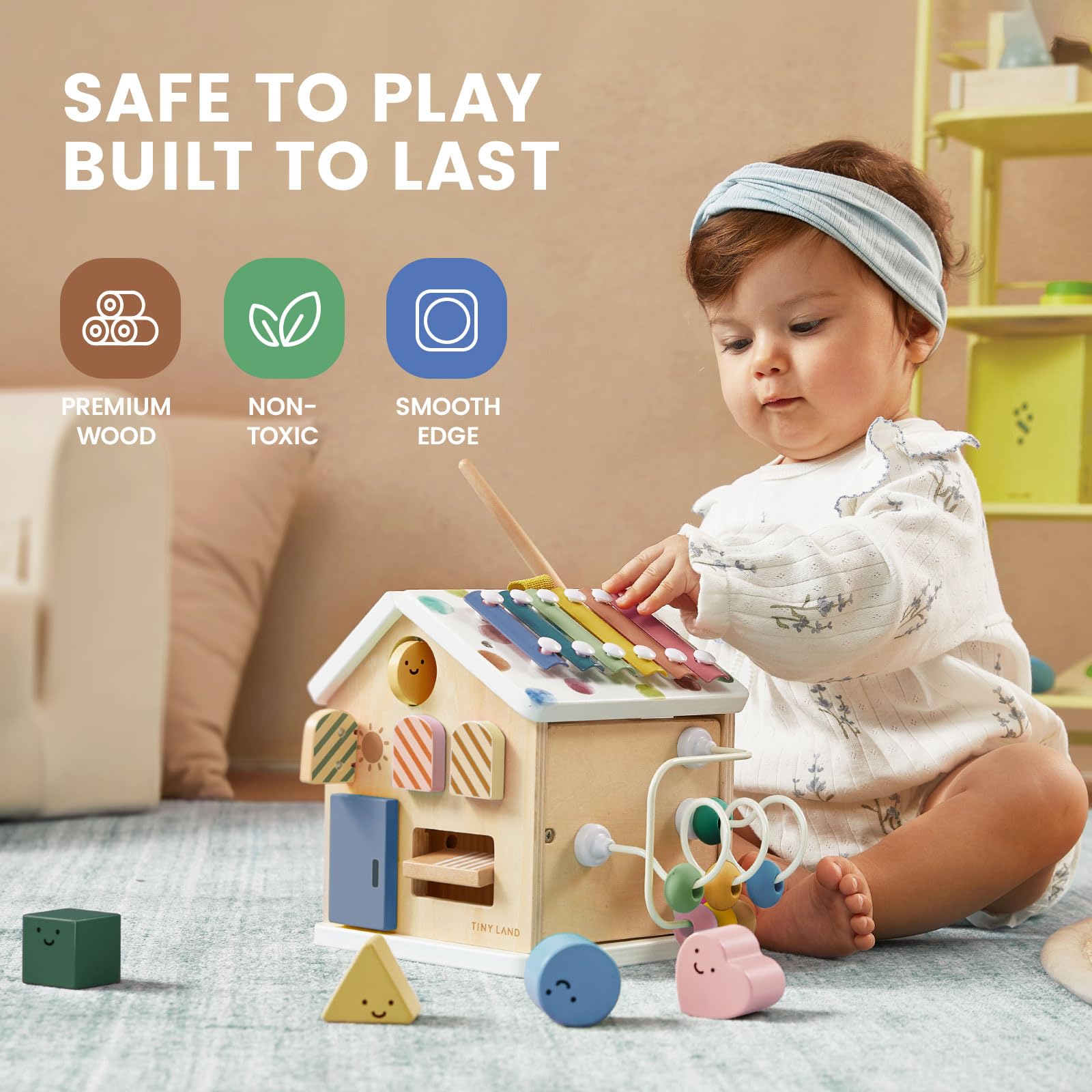 9-in-1 Wooden Activity Cube for Toddlers