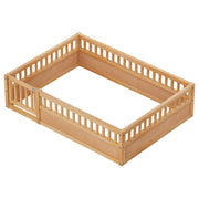 Full Size Floor Bed Frame with Convertible Door & Guardrails