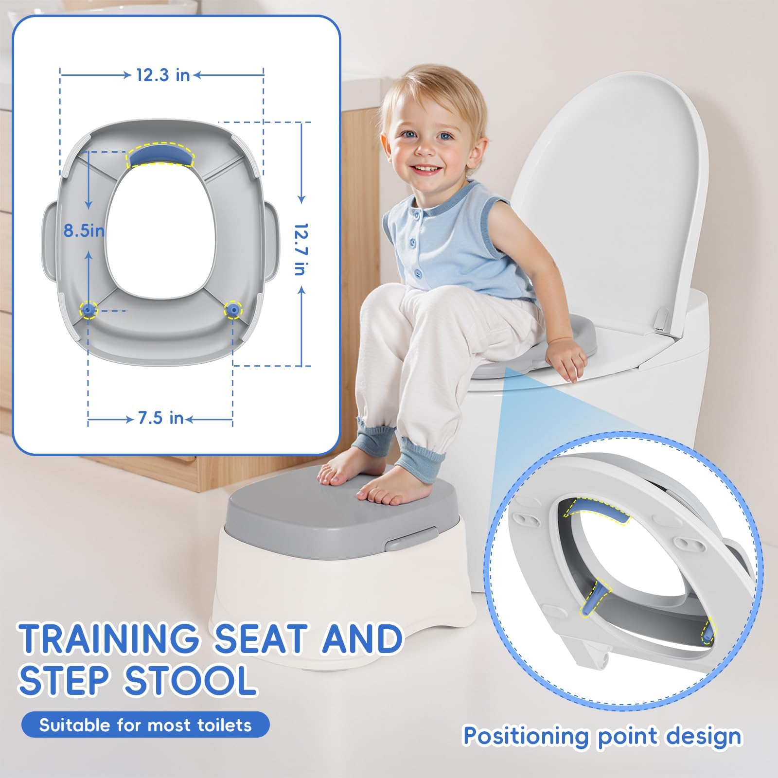 3-in-1 Potty Training Toilet, Upgrade Potty Training Seat & Toddler Step Stool, Detachable Toilet for Toddlers, Perfect for Boys and Girls