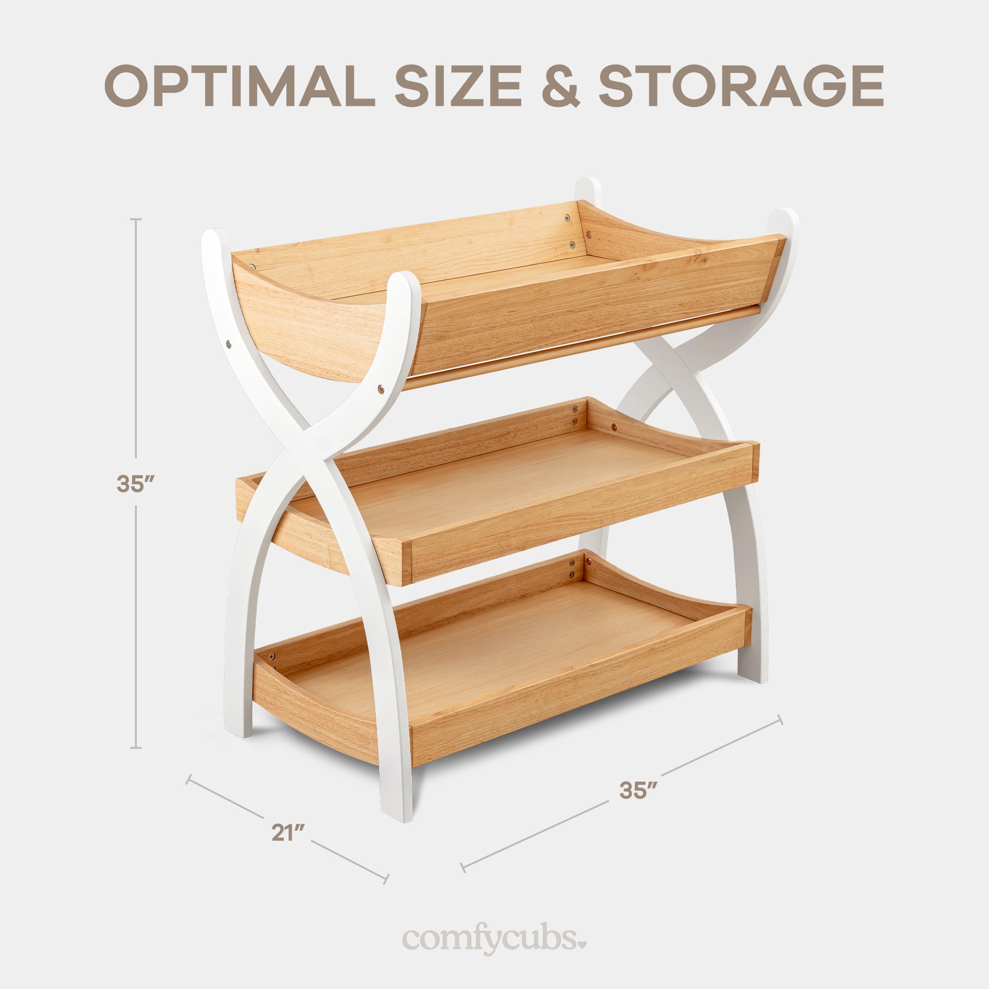 Wooden Baby Changing Table with Storage Shelves