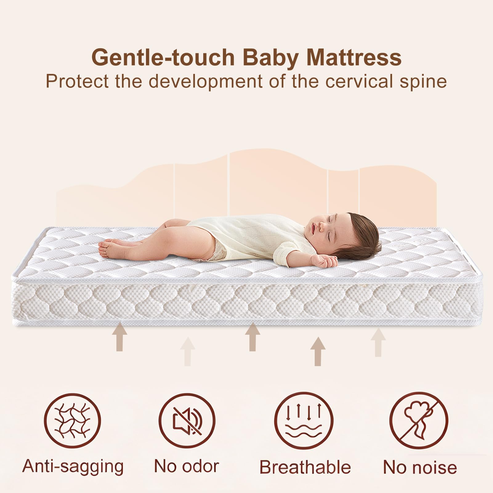 Dual-Sided Crib & Toddler Mattress 52"x27.6"x5" Knitted Fabric