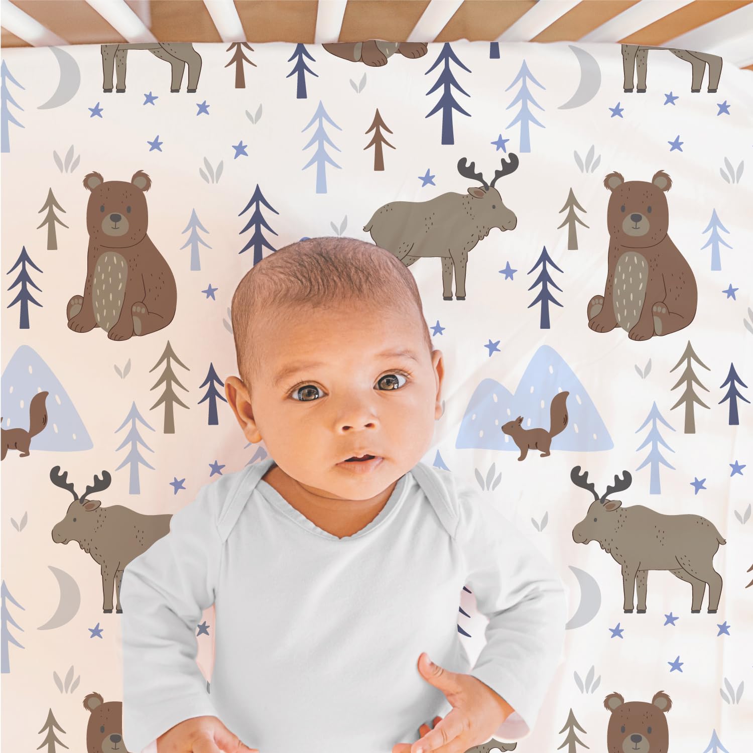 Woodland Crib Bedding Set - 3 Piece with Sheet, Quilt & Dust Ruffle