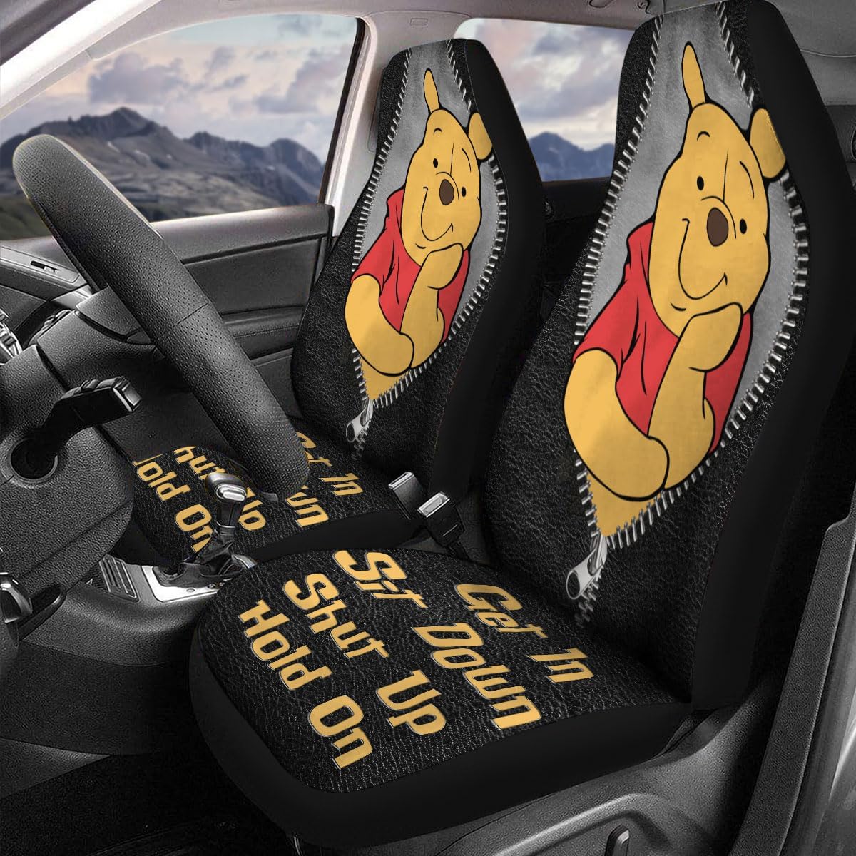 Cute Honey Bear 2 Front Car Seat Covers for Car Truck Sedan SUV