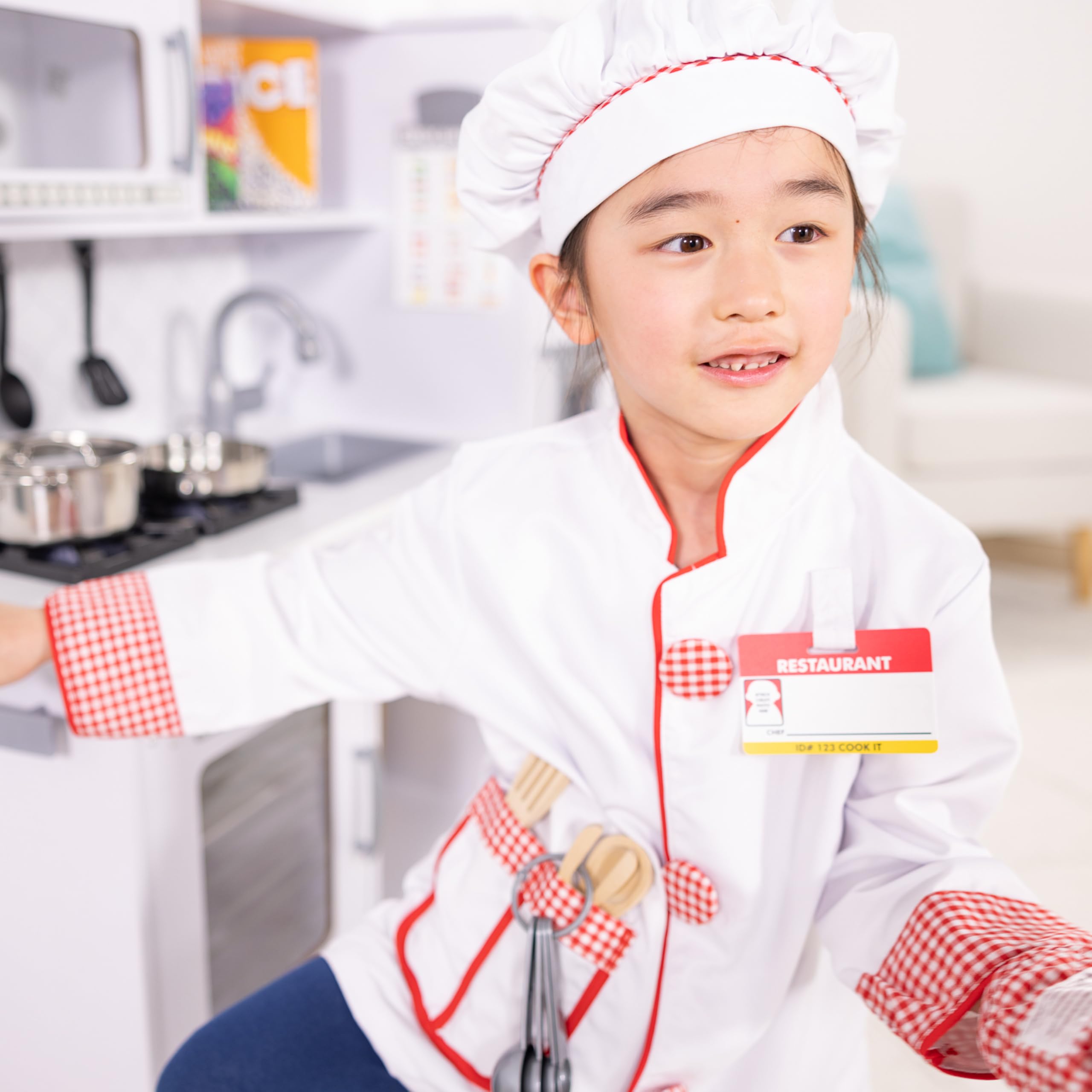 Chef Role Play Costume Dress -Up Set With Realistic Accessories Pretend