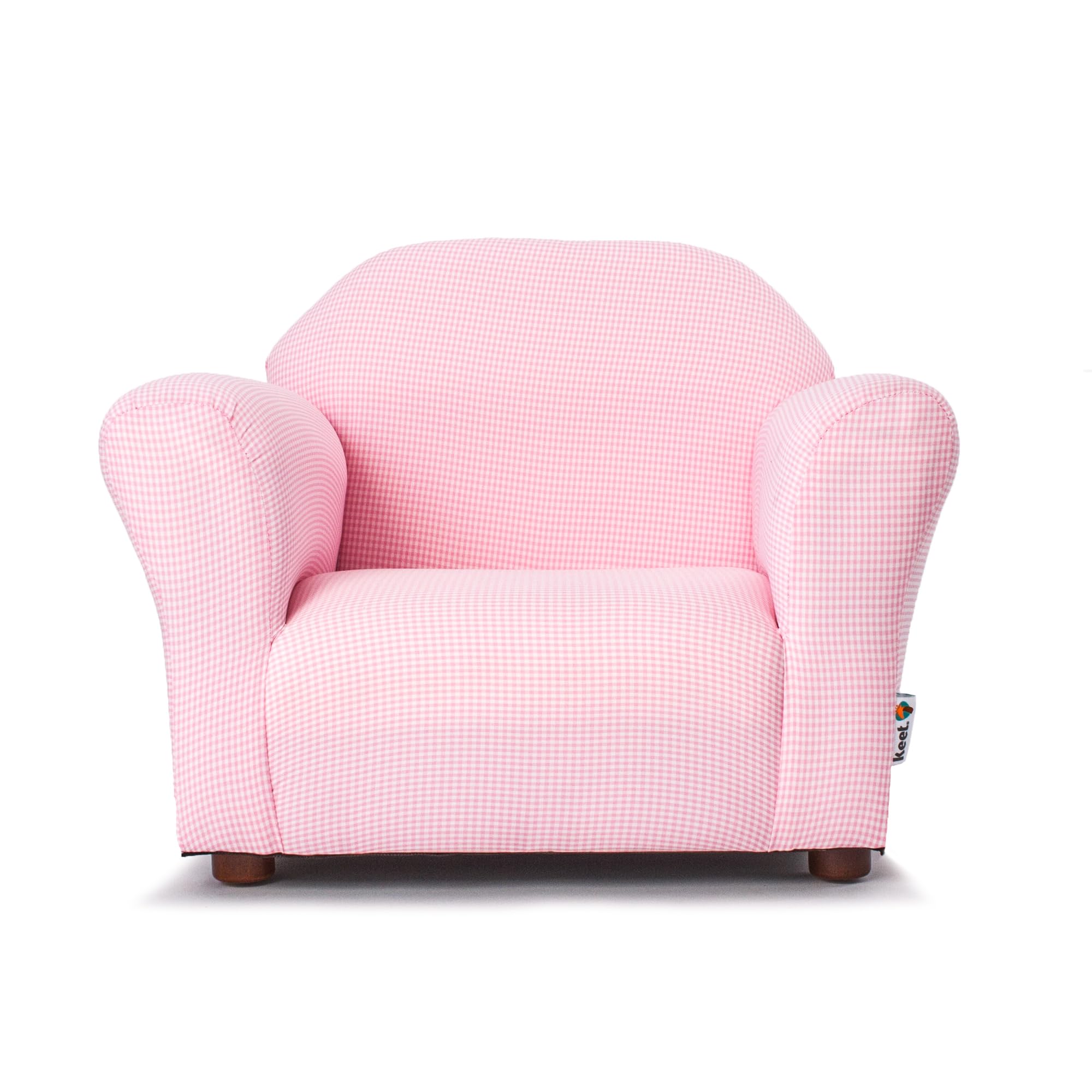 Roundy Gingham Chair for Kids Upholstered Toddler Armchair for Ages 2–5