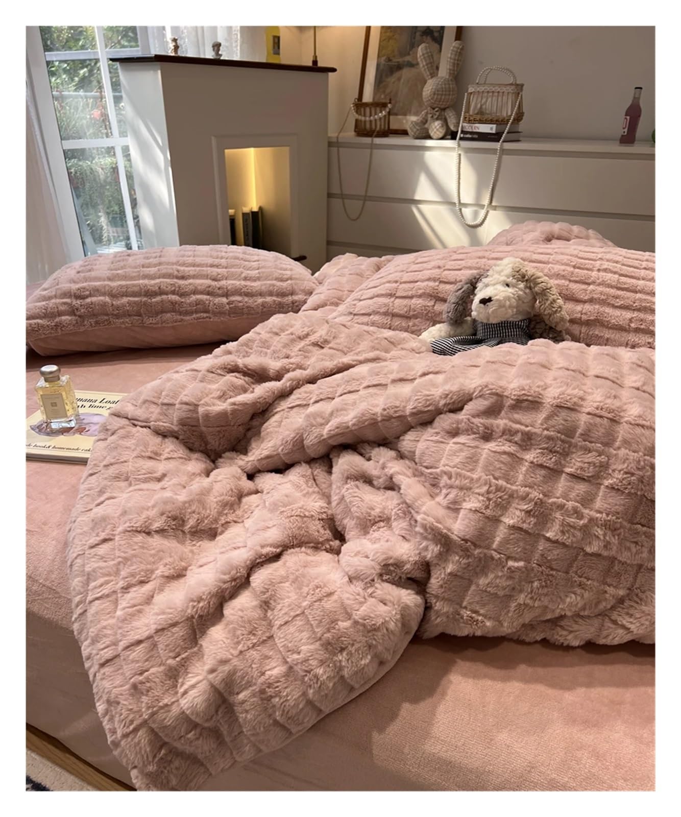 Green Bed Comforter Set Cute Plush - Luxury Bedding Twin Size