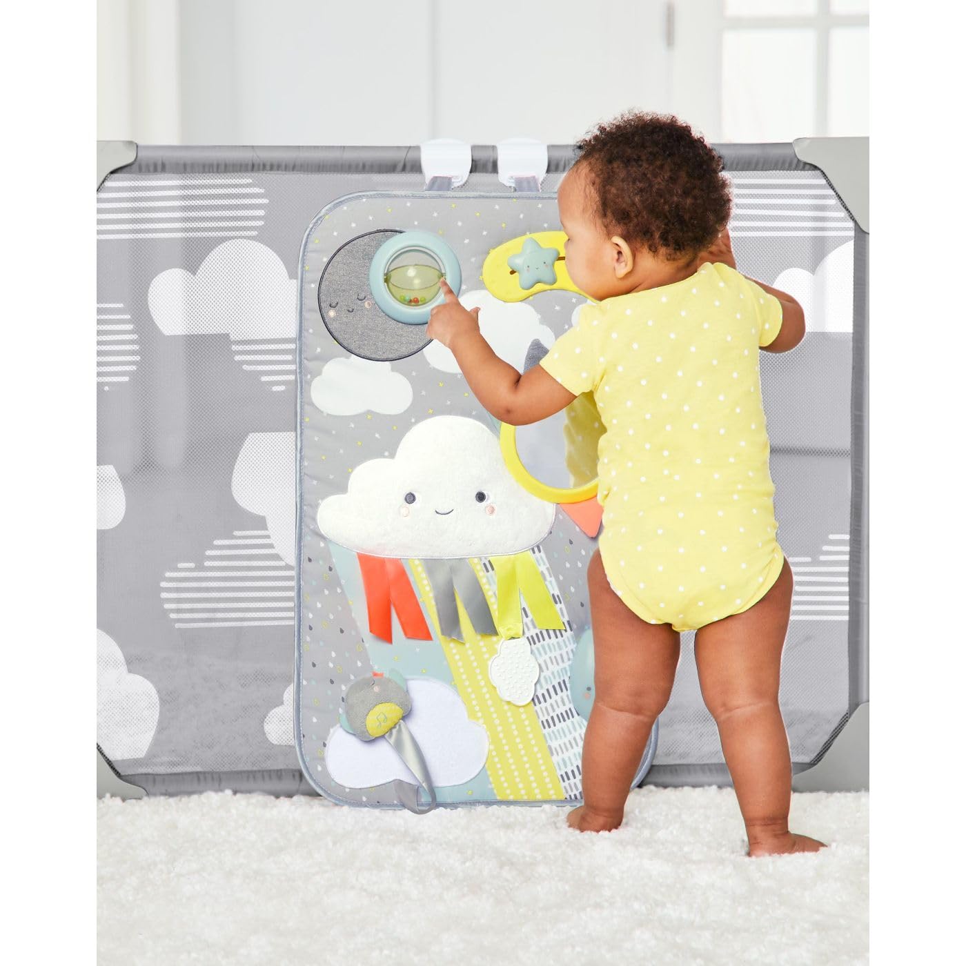 Expandable Baby Gate, Playview Enclosure, Silver Lining Cloud
