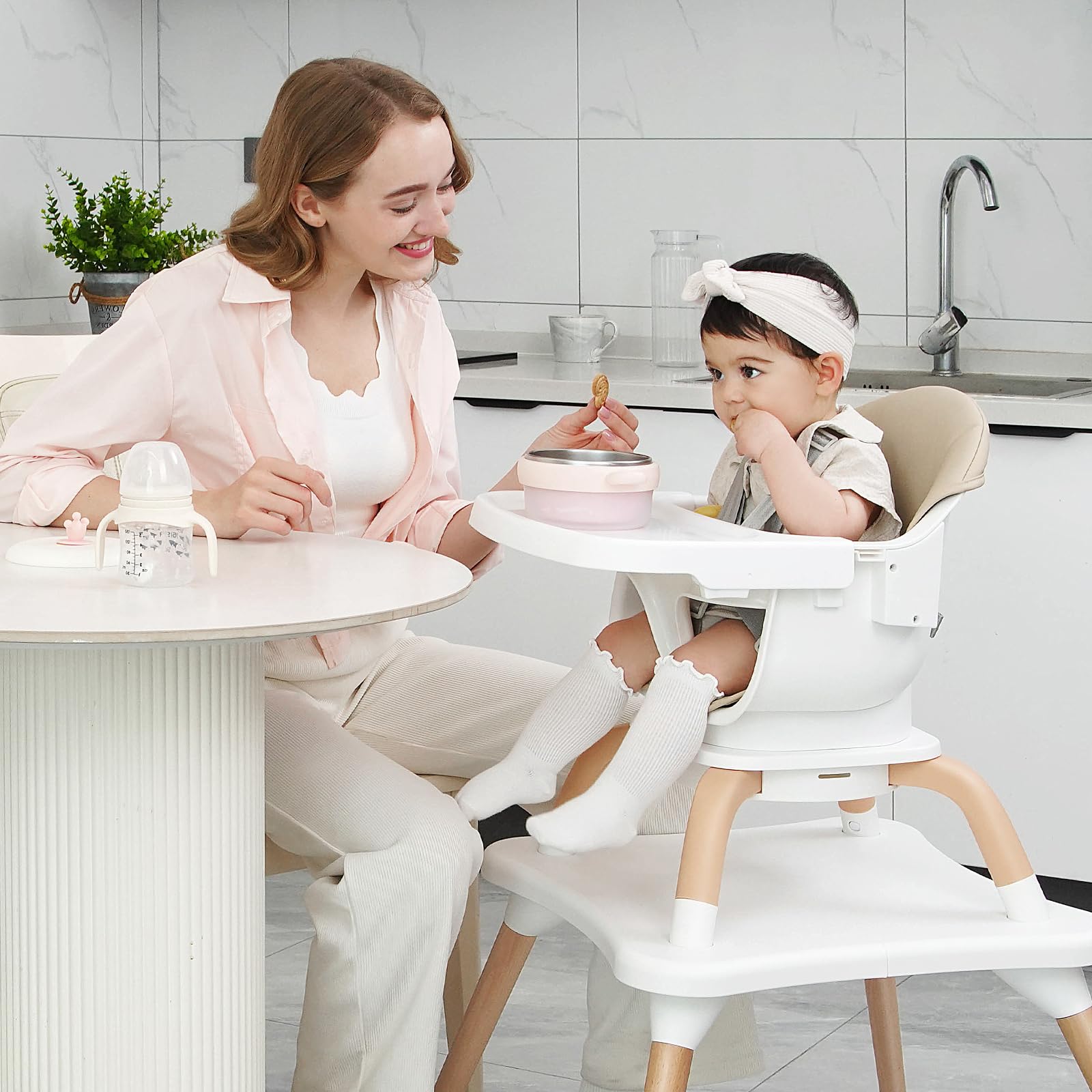 Baby High Chair, 7 in 1 Convertible High Chairs for Babies and Toddlers, Kids Learning