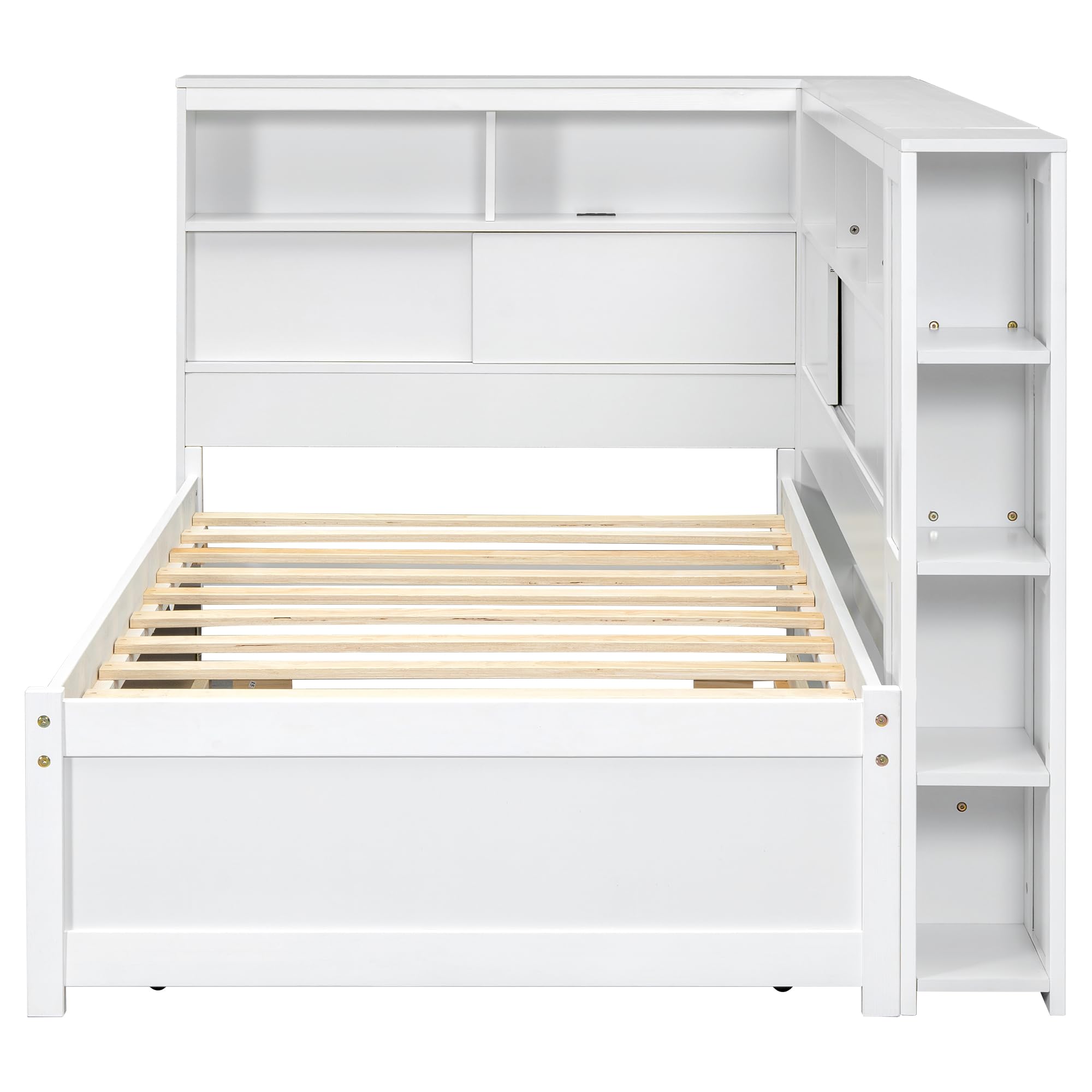 Twin Platform Bed with USB Ports and Trundle
