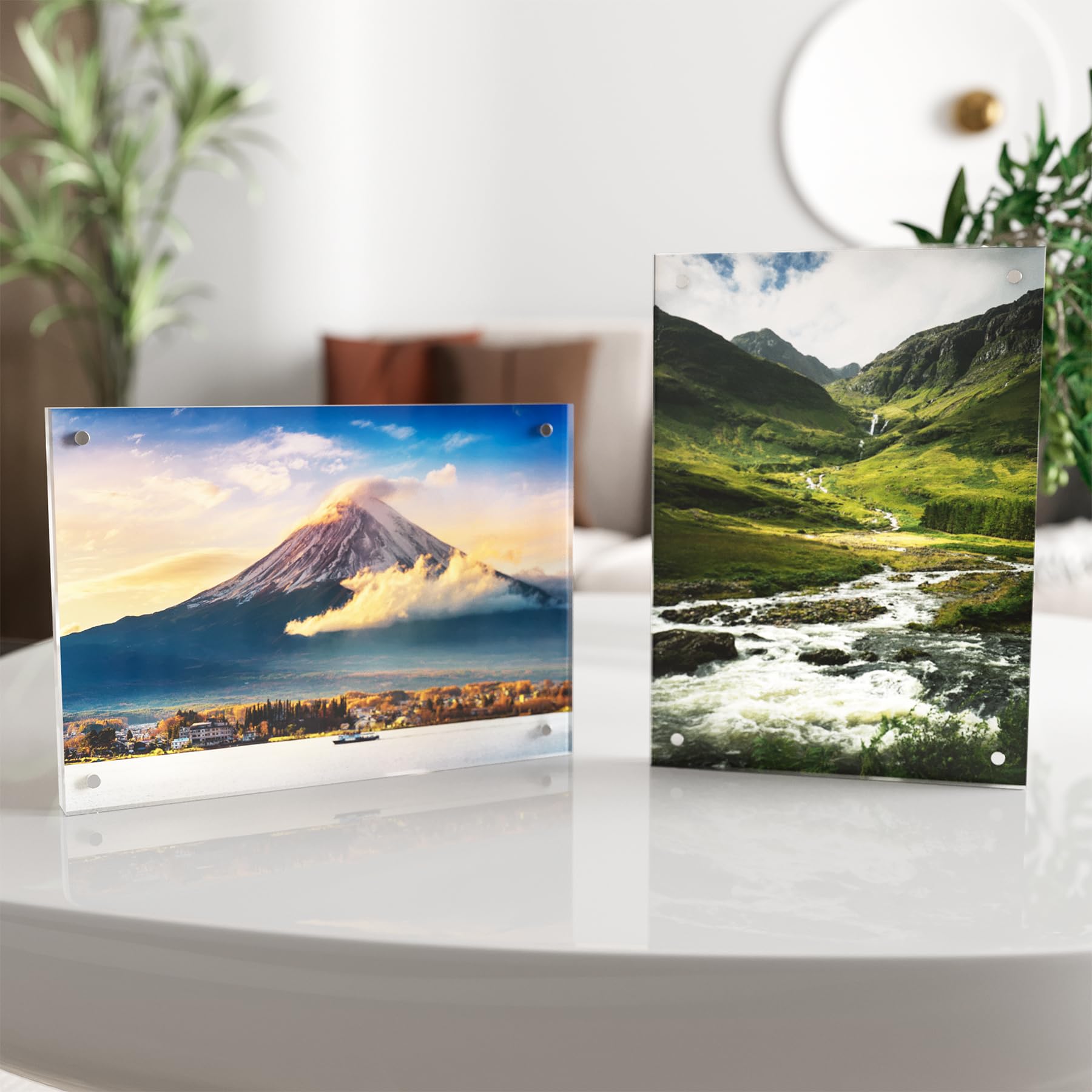 5x7 Acrylic Picture Frame 5 Pack, Clear Freestanding Double Sided Frameless Magnetic
